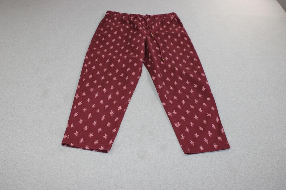 Garnet Hill Pajama Pants Women Medium Red Floral Pima Cotton Jersey Sleepwear